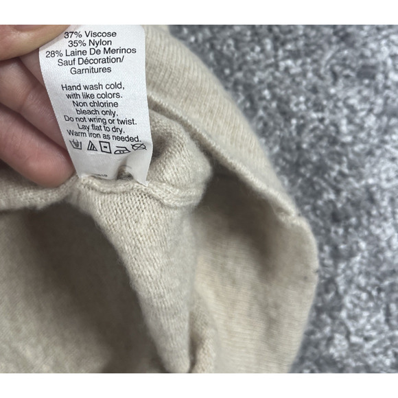 J Crew Factory T Shirt Womens XXS Merino Wool Blend Bow Minimalist (Sz Tag M) - Picture 5 of 9